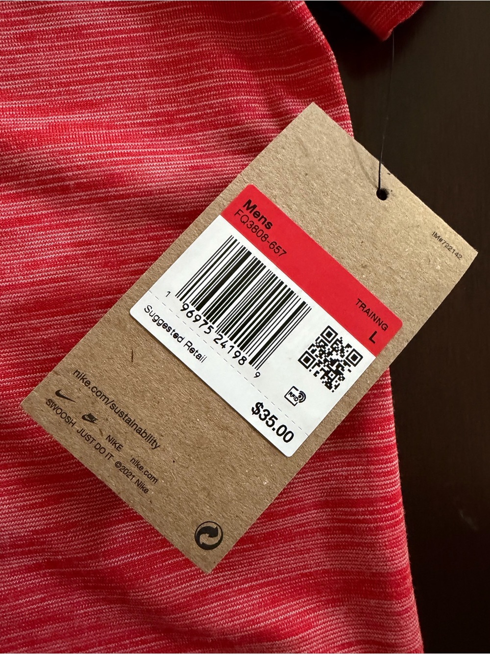 NWT Nike Dri-FIT Heathered Red Athletic Tee - Picture 3 of 5